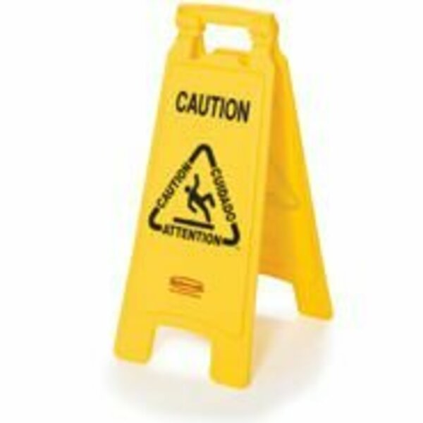 Rubbermaid in.Caution Wet Floor in. Sign Yellow 26 in. 2-Sided Multi-lingual FG611200YEL-EA